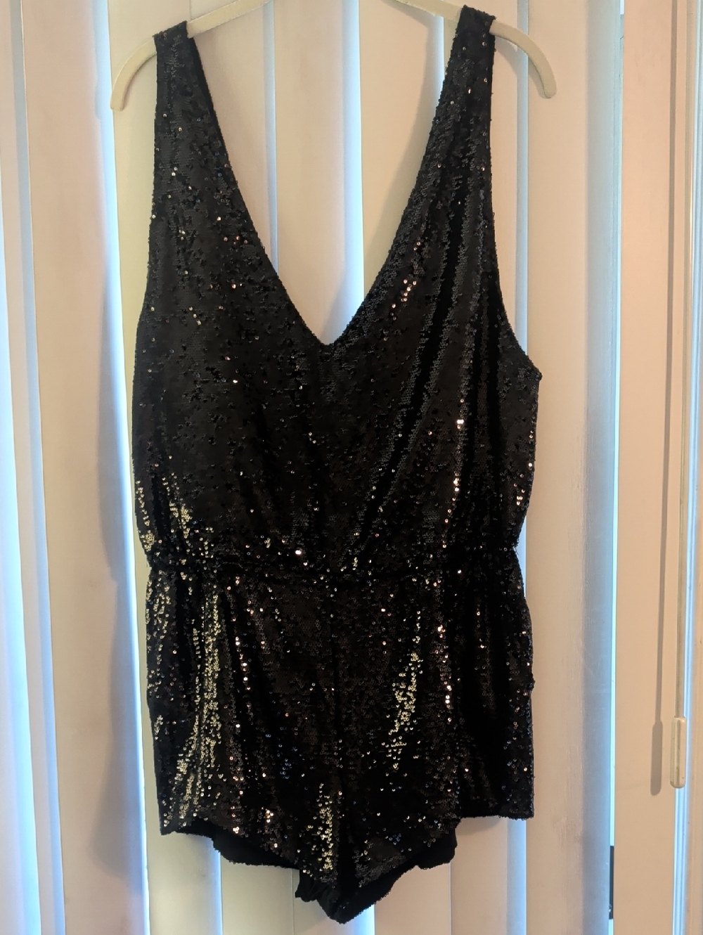 Free People Black Sequin Romper, Large